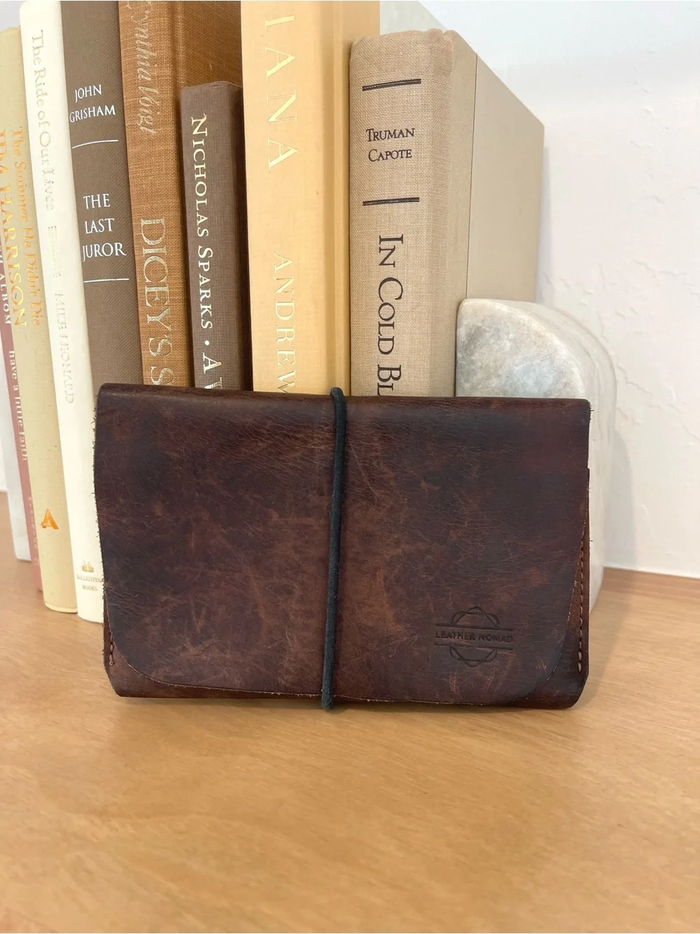 Leather Nomad Brown Leather Passport Holder Artisan Wrap Tie Card Slot Wallet